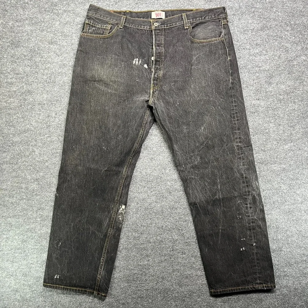 Levi's 501 Original Jeans Men's Black‎ Denim Straight Leg Button Fly - 40x28